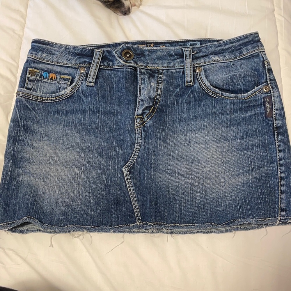 Iconic silver denim Y2K mini skirt